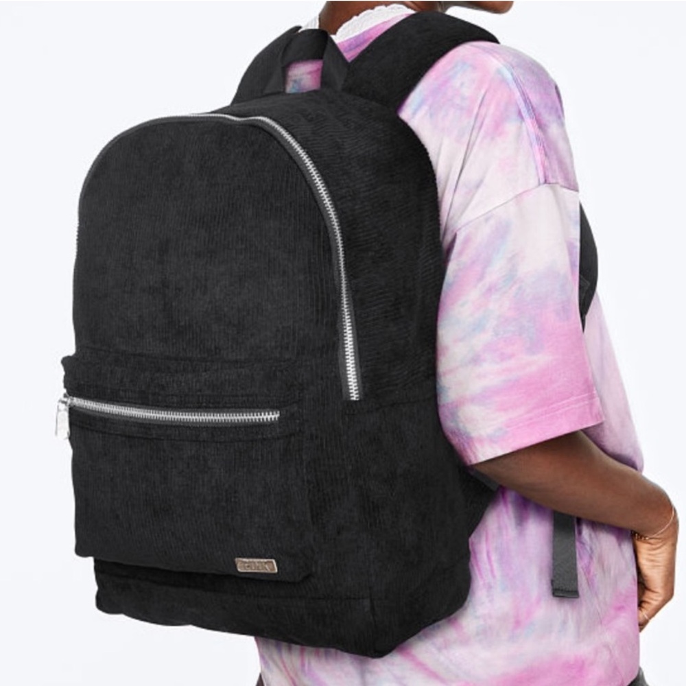 Victoria Secret PINK Black Corduroy Backpack